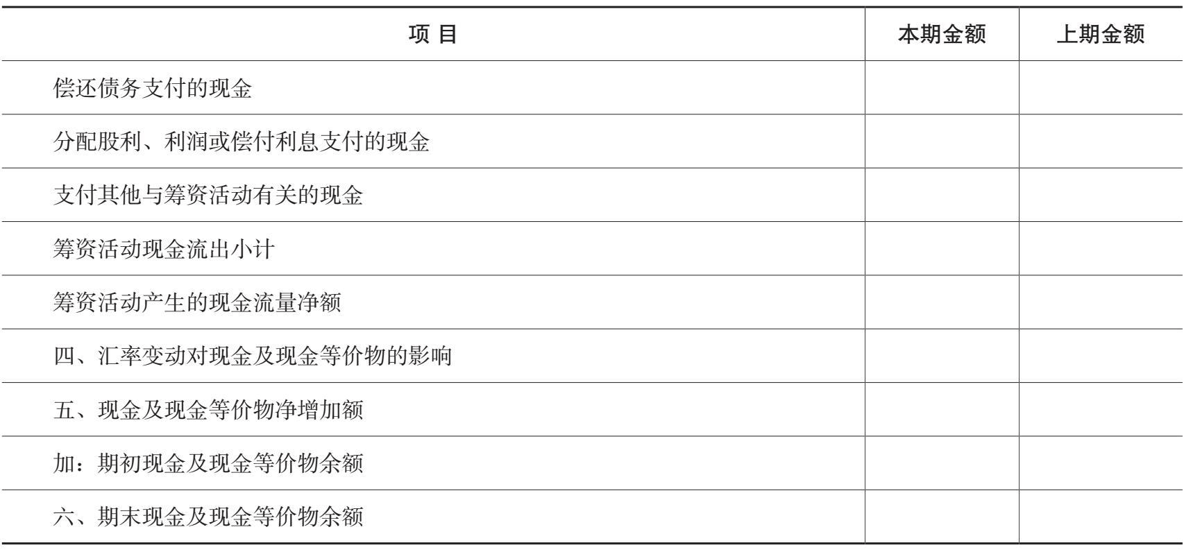 现金流量表续表