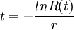 t=-/frac{lnR(t)}{r}