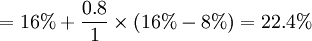 =16%+/frac{0.8}{1}/times(16%-8%)=22.4%