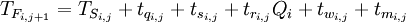 T_{F_{i,j+1}}=T_{S_{i,j}}+t_{q_{i,j}}+t_{s_{i,j}}+t_{r_{i,j}}Q_i+t_{w_{i,j}}+t_{m_{i,j}}