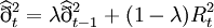 {/widehat{/eth}}_t^2=/lambda{/widehat{/eth}}_{t-1}^2+(1-/lambda)R_t^2