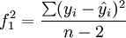 f^2_1=/frac{/sum(y_i-/hat{y}_i)^2}{n-2}