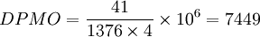 DPMO=/frac{41}{1376/times 4}/times10^6=7449