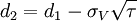 d_2=d_1-/sigma_V/sqrt{/tau}