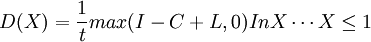D(X)=/frac{1}{t}max(I-C+L,0)InX /cdots X/le1