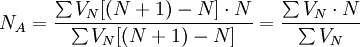 N_A=/frac{/sum{V_N}/cdot N}{/sum V_N}=/frac{/sum V_N/cdot N}{/sum V_N}