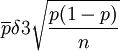 /overline{p}/delta3/sqrt{/frac{p(1-p)}{n}}