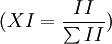 (XI=/frac{II}{/sum{II}})