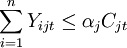 /sum_{i=1}^nY_{ijt}/le/alpha_jC_{jt}