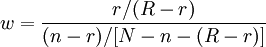 w=/frac{r/(R-r)}{(n-r)/}