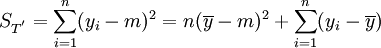 S_{T^'}=/sum^n_{i=1}(y_i-m)^2=n(/overline{y}-m)^2+/sum^n_{i=1}(y_i-/overline{y})