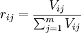 r_{ij}={V_{ij} /over /sum_{j=1}^mV_{ij}}