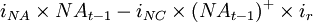 i_{NA}/times NA_{t-1}-i_{NC}/times(NA_{t-1})^+/times i_r