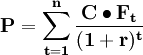 /mathbf{P=/sum_{t=1}^n /frac{C/bullet F_t}{(1+r)^t} }