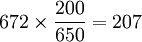672/times/frac{200}{650}=207