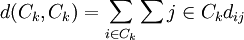 d(C_k,C_k)=/sum_{i/in C_k}/sum{j/in C_k} d_{ij}