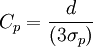 C_p=/frac{d}{(3/sigma_p)}