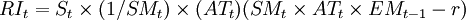 RI_t=S_t/times(1/SM_t)/times(AT_t)(SM_t/times AT_t/times EM_{t-1}-r)