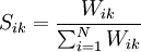 S_{ik}=/frac{W_{ik}}{/sum_{i=1}^NW_{ik}}
