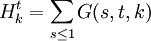 H_k^t=/sum_{s/leq 1}G(s,t,k)