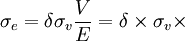 /sigma_e=/delta/sigma_v/frac{V}{E}=/delta/times/sigma_v/times