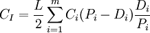 C_I=/frac{L}{2}/sum_{i=1}^m C_i(P_i-D_i)/frac{D_i}{P_i}