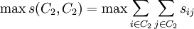 /max s(C_2, C_2)=/max/sum_{i/in C_2}/sum_{j/in C_2} s_{ij}