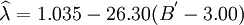 /widehat{/lambda}=1.035-26.30(B^'-3.00)