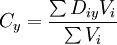 C_y=/frac{/sum D_{iy}V_i} {/sum V_i}