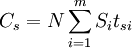 C_s=N/sum_{i=1}^m S_i t_{si}