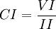 CI=/frac{VI}{II}