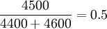 /frac{4500}{4400+4600}=0.5