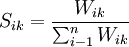S_{ik}=/frac{W_{ik}}{/sum_{i-1}^n W_{ik}}
