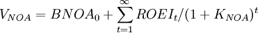 V_{NOA}=BNOA_0+/sum_{t=1}^/infty ROEI_t/(1+K_{NOA})^t
