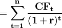 /mathbf{=/sum^{n}_{t=1}/frac{CF_t}{(1+r)^t}}