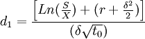 d_1=/frac{/left}{(/delta /sqrt{t_0})}